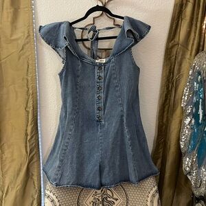 Denim Ruffled Romper